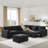 117*90'' Modular Sectional Pull-Out Sofa Bed With Flip-Up Table Panel-1132306711