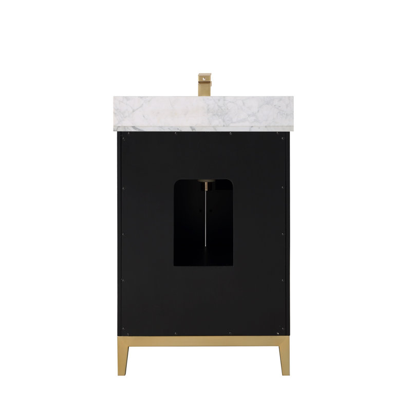 Gracie 24'' W Single Vanity, Midnight Black, Carrara Marble/Single Faucet Mount