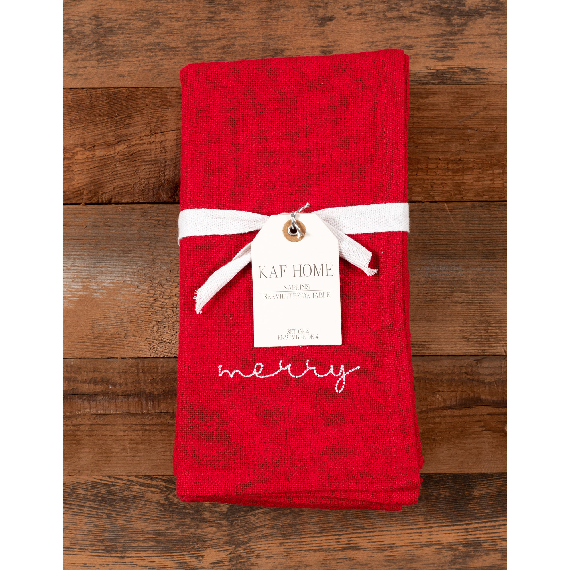 Muriel Napkins, Holiday Red Embroidered Monaco