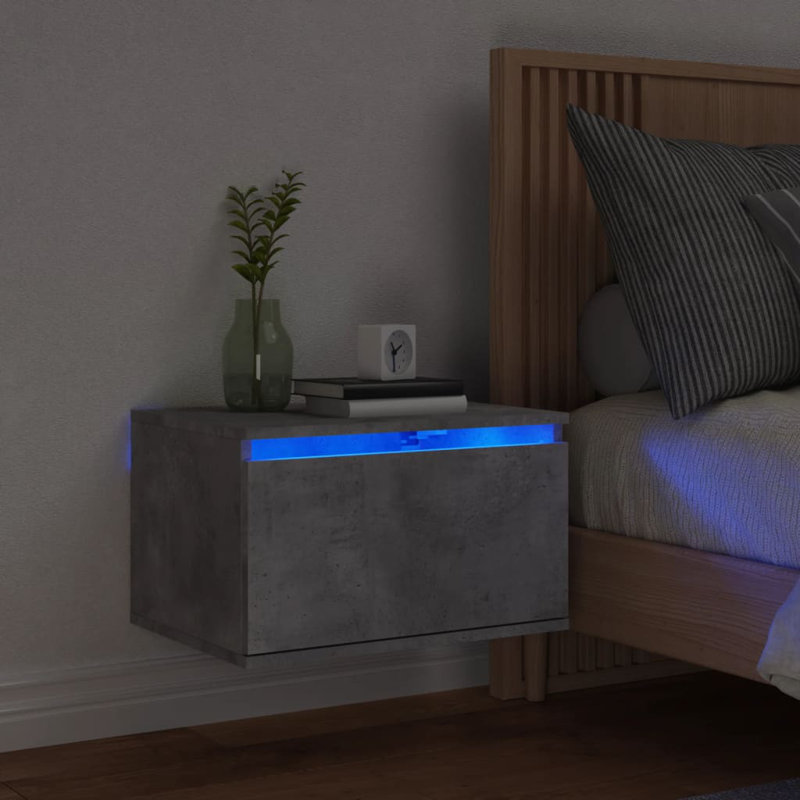 Brandalynn 50cm W Bedside Table, Concrete Grey