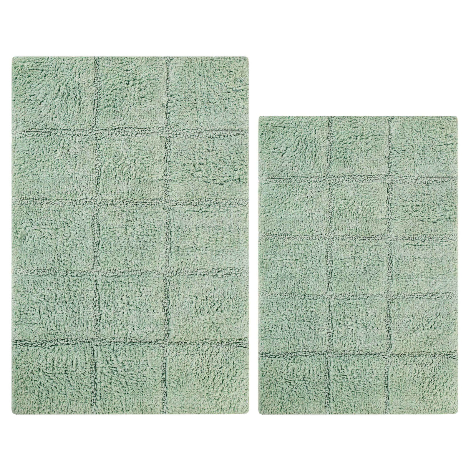 Checkered Cotton Bath Rug, Checkers Sage