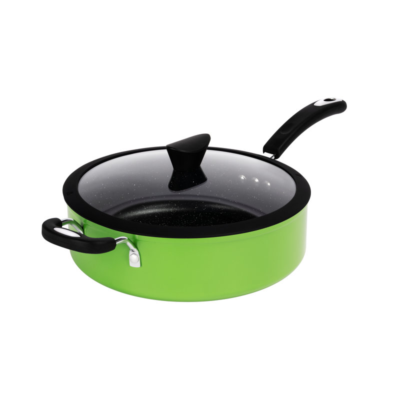Green Aluminum Non-Stick Sauce Pan with Lid, 12"
