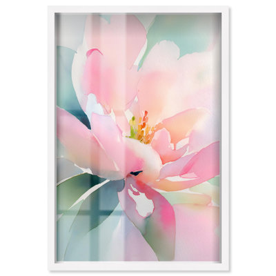 Veiled Flower Shadowbox Print Floral Wall Decor by Art Remedy, White Frame, 37 x 55