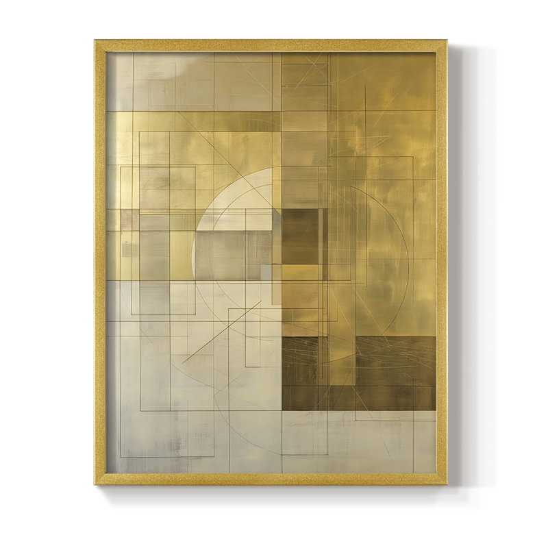 Série ABSTRACT Cxxiv - reproduction encadrée de qualité supérieure - prête à être accrochée - aucun clou requis, Doré