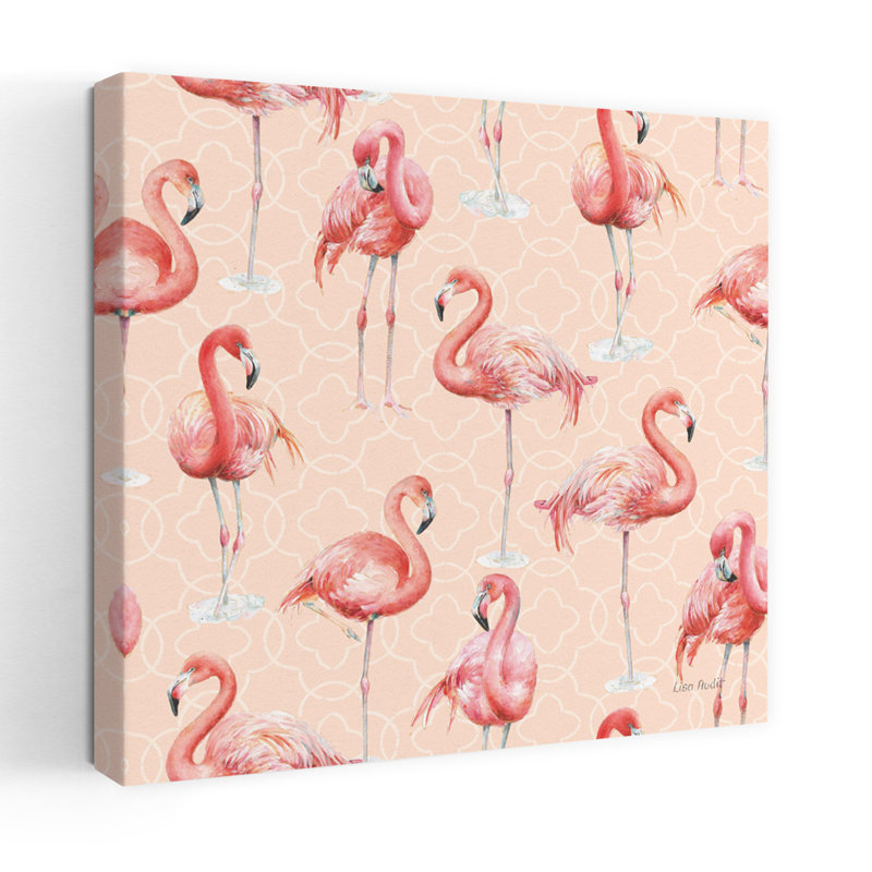 Motif gracieux de flamants roses, art tropical, H 18 po x l 18 po