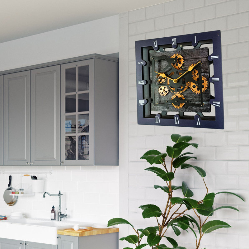 Solid Wood Wall Clock, Carbon/Grey