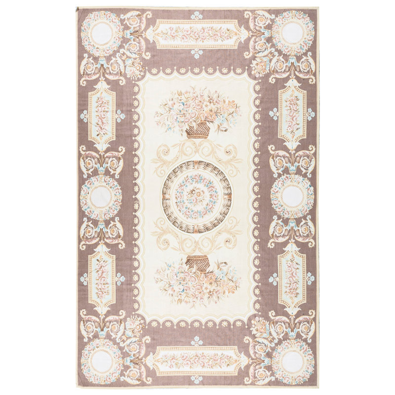 Tapis brun et brun de haute qualité noué à la main