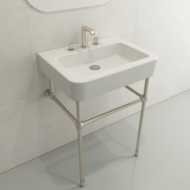 Parma 25.59'' L Bathroom Sink, White, Single-Hole