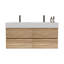 Meuble-lavabo Grace de 48 po avec lavabo en quartz d'ingénierie et tiroirs noirs doux, meuble-lavabo mural flottant pour salle de bain moderne, lavabo une pièce blanc brillant, KD-2121654288