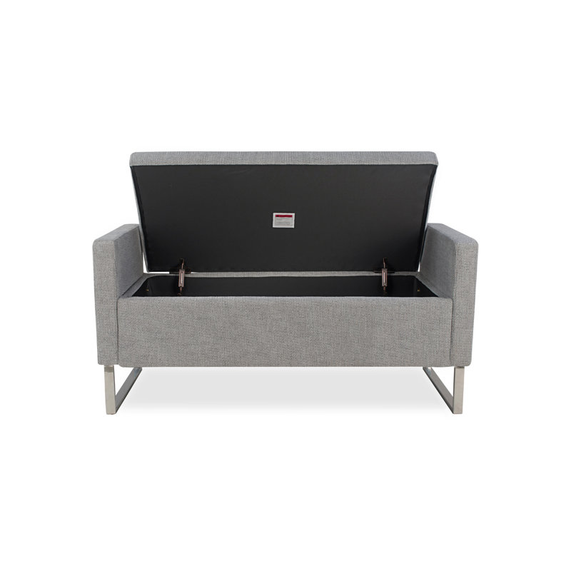 Repose-pieds de 47 po avec rangement, banc de hall d'entrée rembourré pour la chambre à coucher et le salon, banc de bout de lit avec base en métal. Style moderne