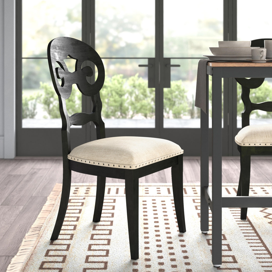 Mcgregor Solid Wood Scroll Back Side Chair (Set of 2) One Allium Way® 