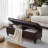 50.5" W Tufted Faux Leather Upholstered Storage Bench-1557305043