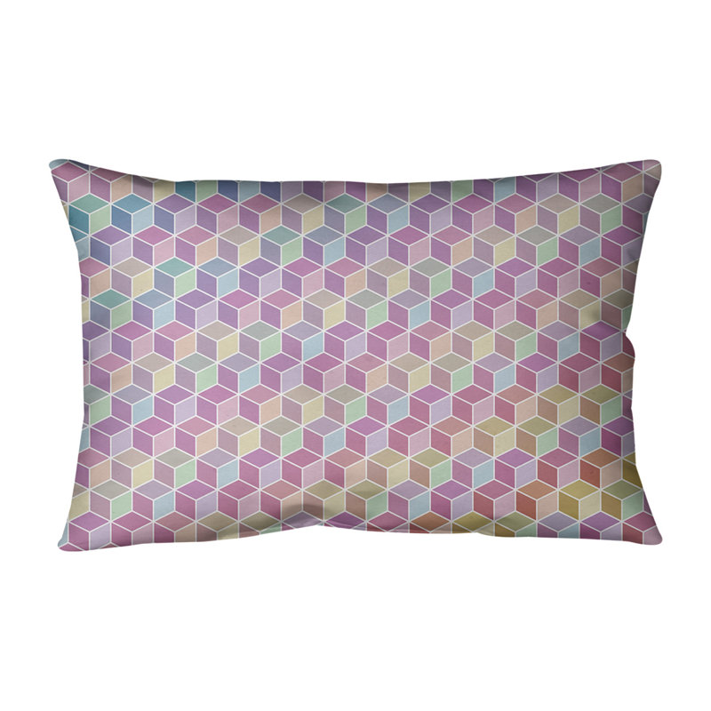 Housse et insert de coussin rectangulaire Rainbow Cube, 14 po x 14 po, Bourre en polyester, Vert foncé / jaune foncé / mauve