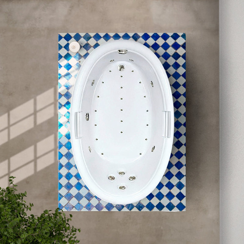 72" L X 42" W Drop In Combination Acrylic Bathtub with Reversible Drain in White