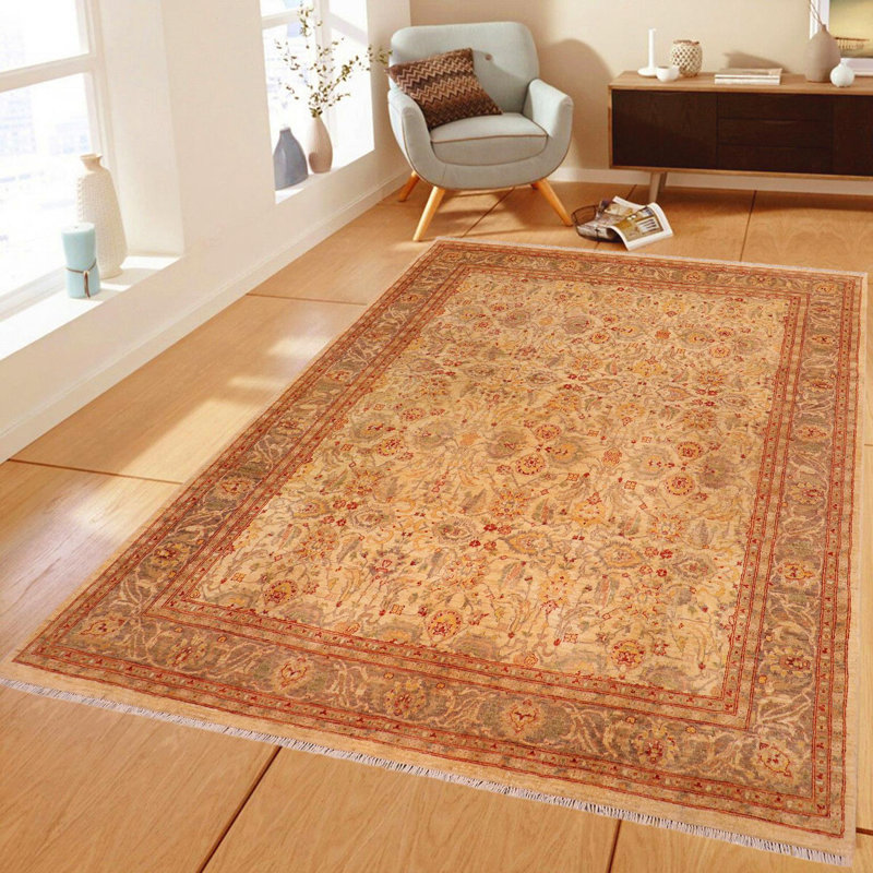 Tapis oriental brun en laine noué à la main 8 pi x 9 pi 9 po Baccio