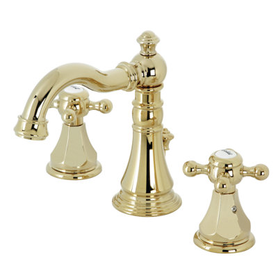 Kingston Brass Metropolitan Two-Handle 3-Hole Deck Mount Widespread Bathroom Faucet with Pop-Up Drain