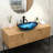 Tempered Glass Vessel Bathroom Sink With Pop-Up Drain, Blue Boat Shape Above Counter Basin | Gift Idea
