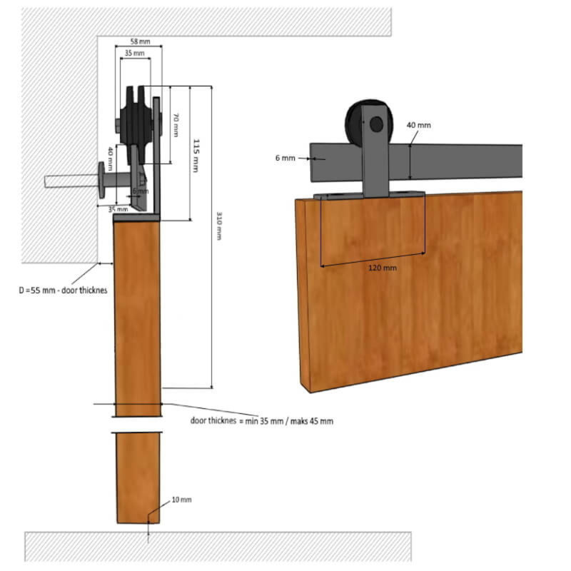 Karlshamn Double Door Barn Door Hardware Kit