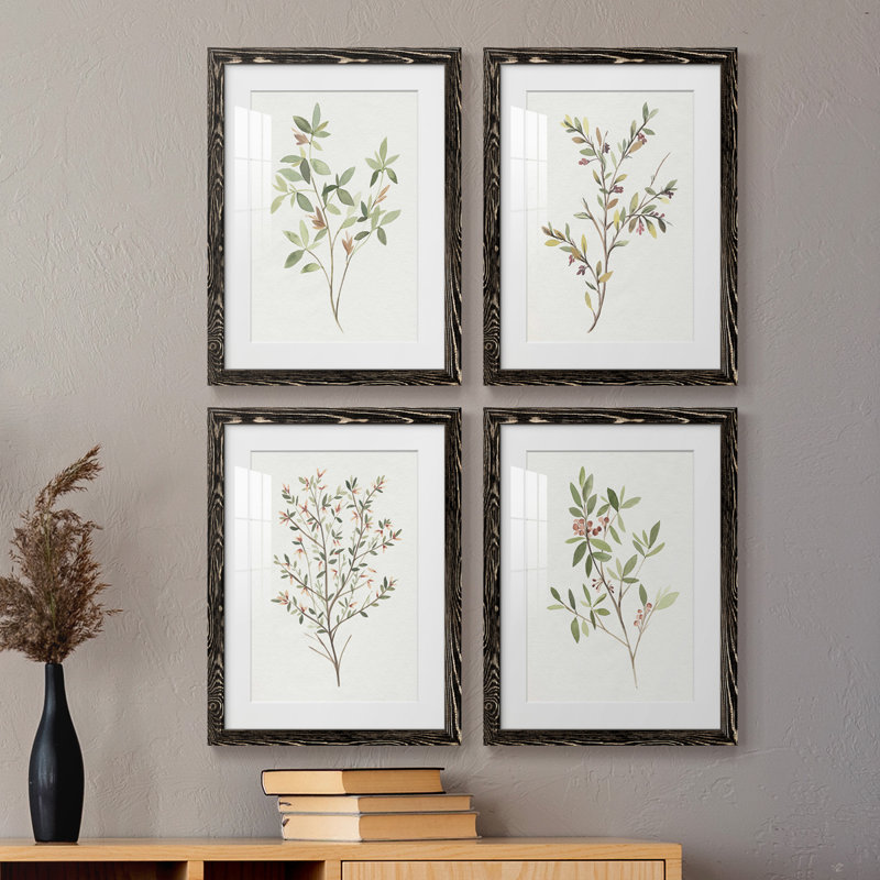 Simple Sprig I - ensemble de 4 reproductions de cadres photo, Noir, H 24 po x l 72 po x P 1,5 po