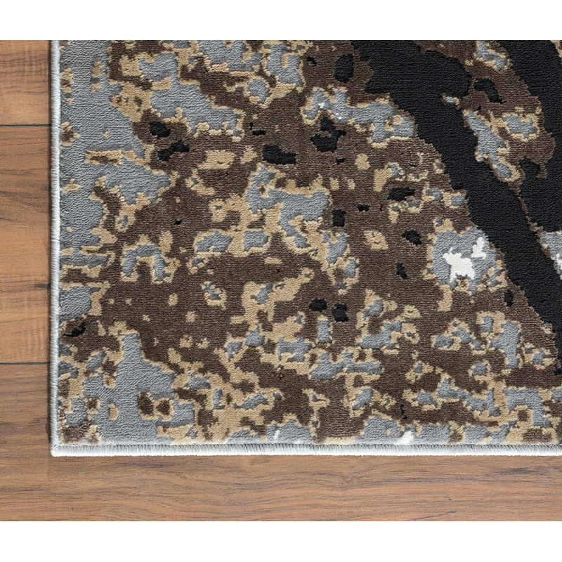 Tapis gris / noir Abeyta, Rectangle 4 pi x 6 pi