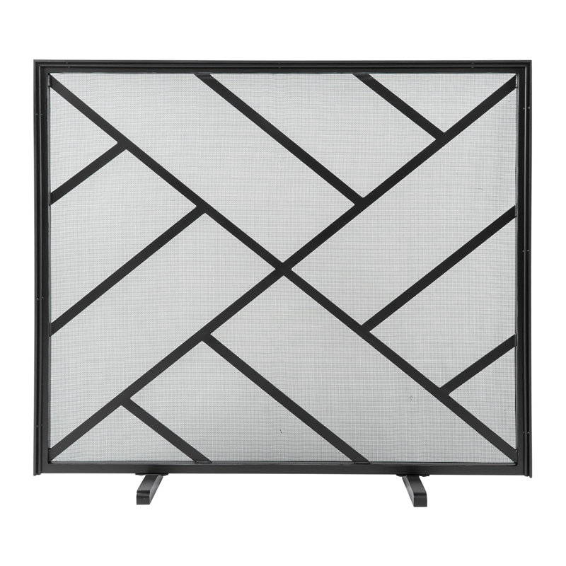 Amsterdam Steel Fireplace Screen, Flat Black
