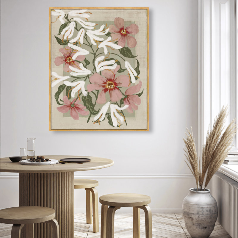 Periwinkle And Lily Print by Oliver Gal, 46" H x 37" W, Gold Floater Frame