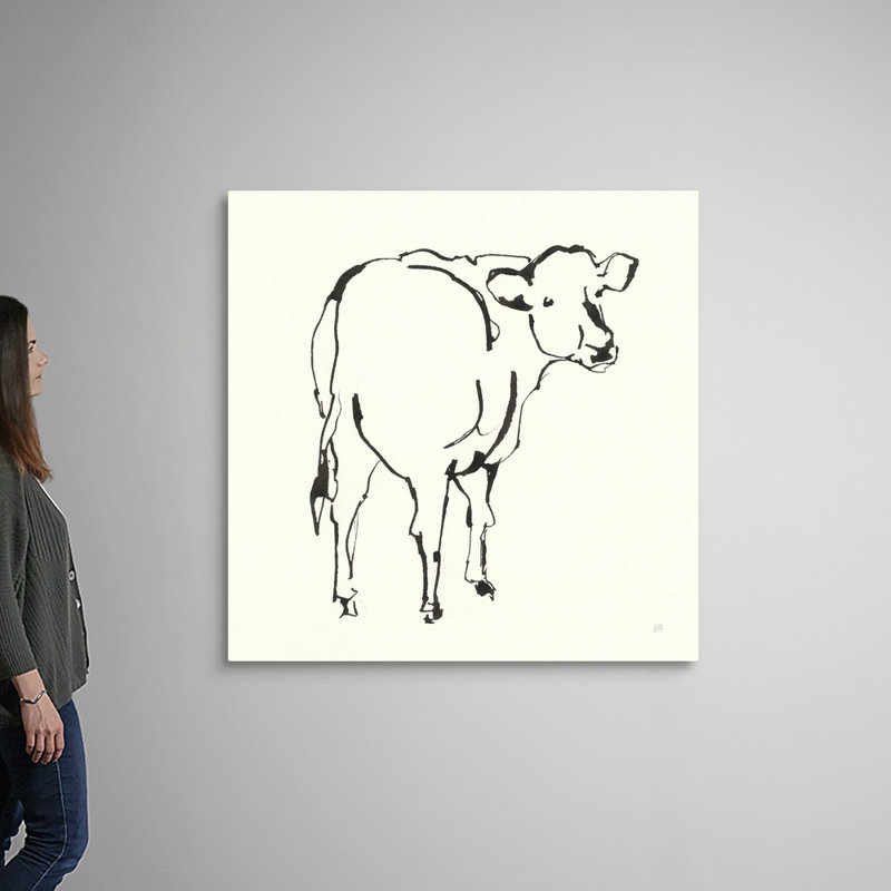 «Line Cow», art mural sur toile, H 48 po x l 48 po x P 1 po, Toile tendue