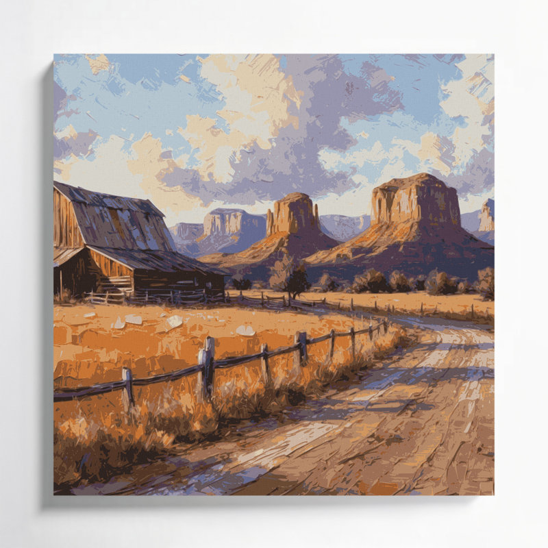 Art mural sur toile bleu Southwestern Cowboy Western Ranch 91, H 12 po x l 12 po
