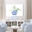 Chinoiserie, bleu, blanc, sur fond blanc, cobalt, fleurs, floral, vert, vase-1806583676