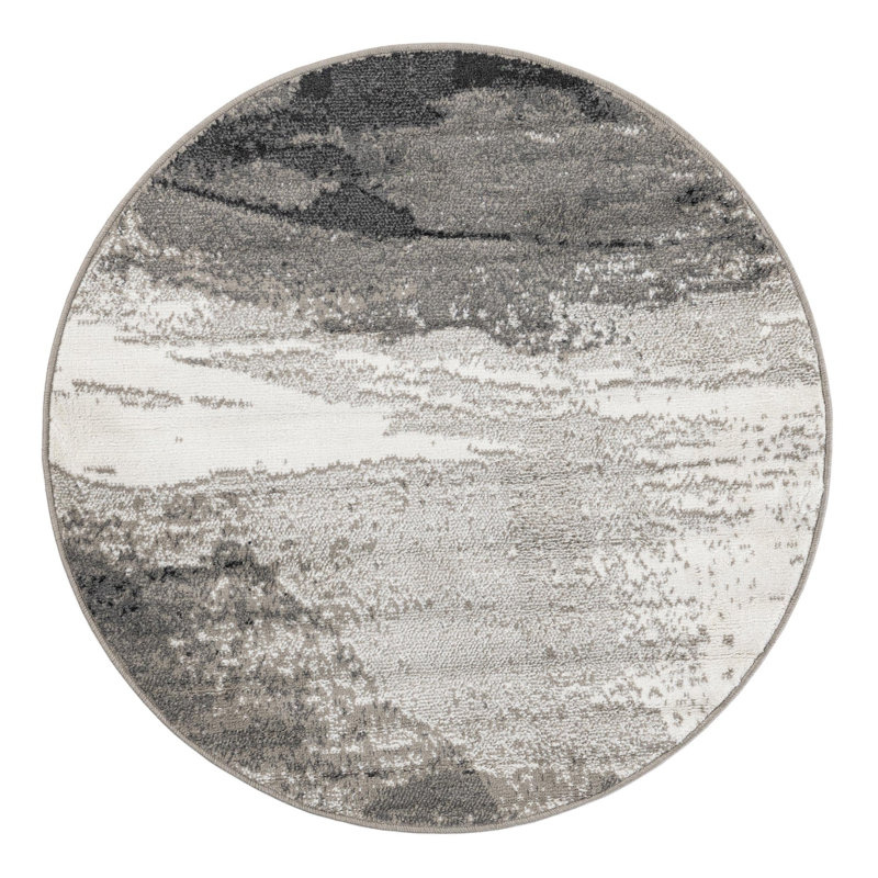 Tapis Ivy Bronx Glomma Nathanyl noir, Rond 4 pi 1 po