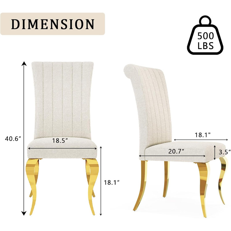 White Dining Chairs With Gold Legs Set Of 4, 4