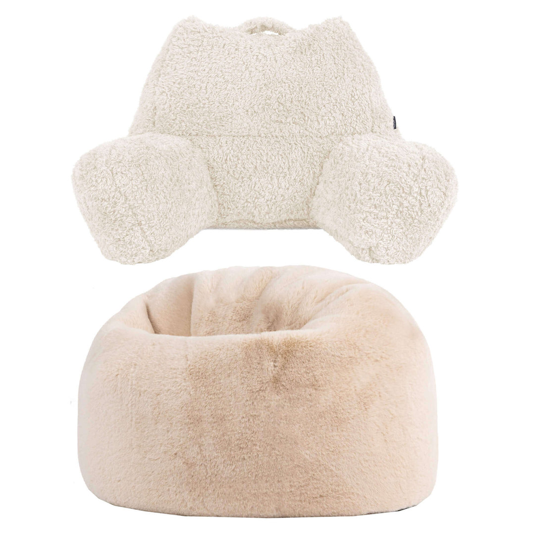 icon Kids Kingston Faux Rabbit Fur Classic Bean Bag and Reading Pillow Set