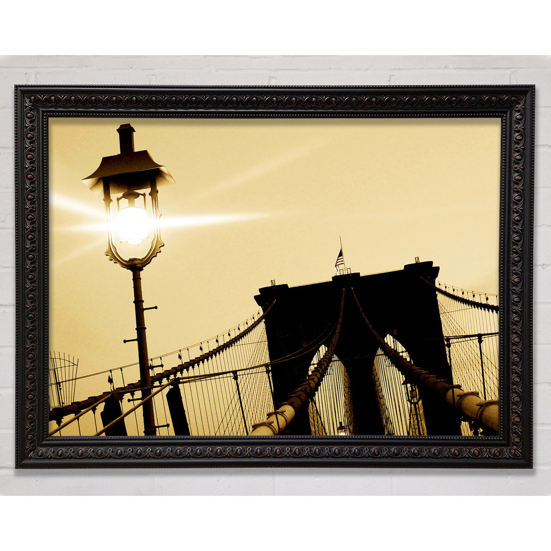 Brooklyn Bridge Street Light Retro - Einzelner Bilderrahmen Kunstdrucke