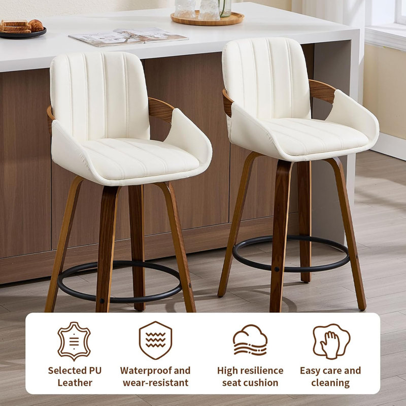 Swivel Bar & Counter Stool, White, 2