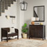 Banc de rangement en bois massif avec tablette et armoire de rangement brun foncé Chestnut