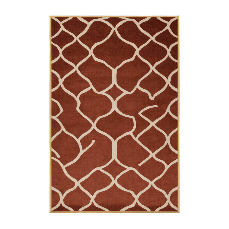 Machine Washable Trellis Brown Area Rug