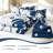 Navy Floral Comforter Set Queen 7 Piece Blue Flower Bed in a Bag