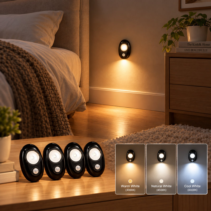 Wireless Motion Sensor Night Light, 3 Color Temperatures Rechargeable LED Light
