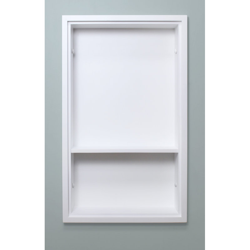 Tablette murale encastrée 2 pièces, Blanc et uni avec 1 tablette