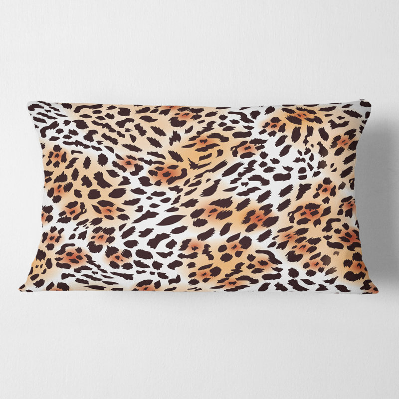 Coussin Leopard Fur Safari II - Mid-Century, 12 po x 20 po, Brun, Rectangulaire