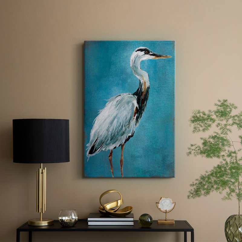 Grand héron bleu I - galerie Cavas, H 48 po x l 32 po