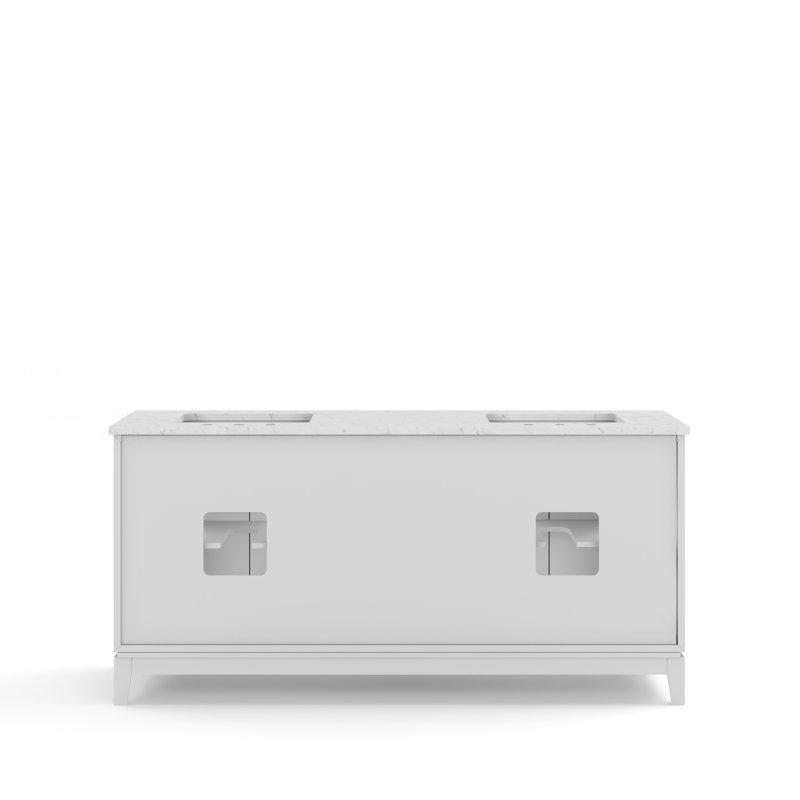 Elizabeth 72" Double Bathroom Vanity Set with Mirror, Pure White, 72" W