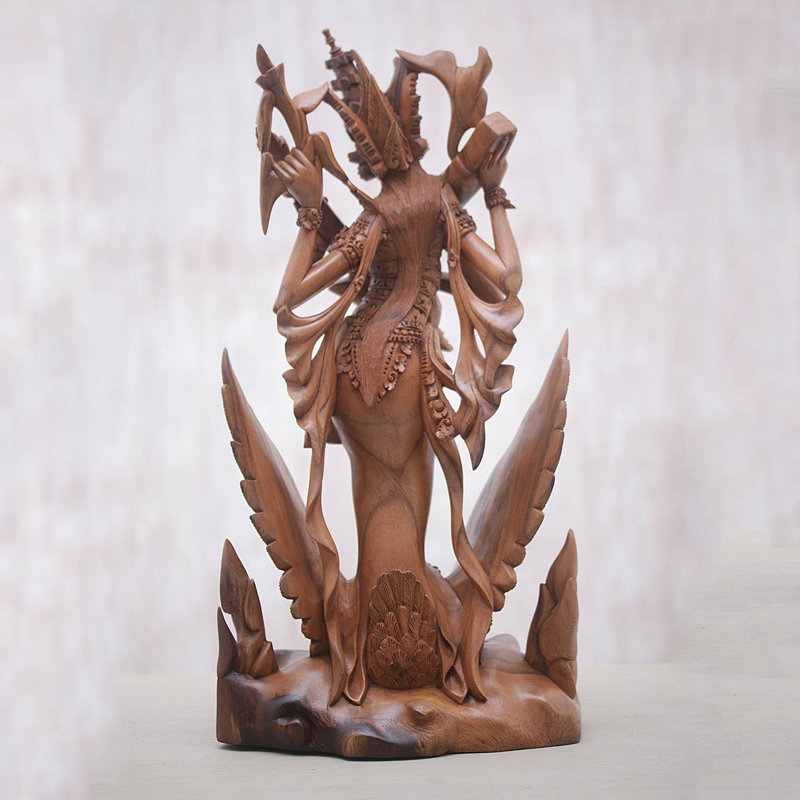 Statuette en bois Sarasvati Goddess