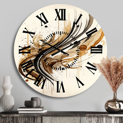Brown And Black Movement I - Modern Black Face Wall Clock