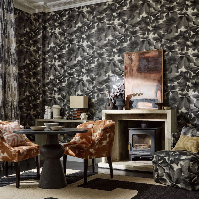 Grounded 10.05m x 68.6cm Wallpaper Roll, Black Earth/Parchment