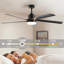 Ventilateur de plafond moderne à télécommande de 65 pouces à DEL avec lumière, ventilateur de plafond à 5 pales à intensité variable avec design silencieux pour le salon et la chambre à coucher