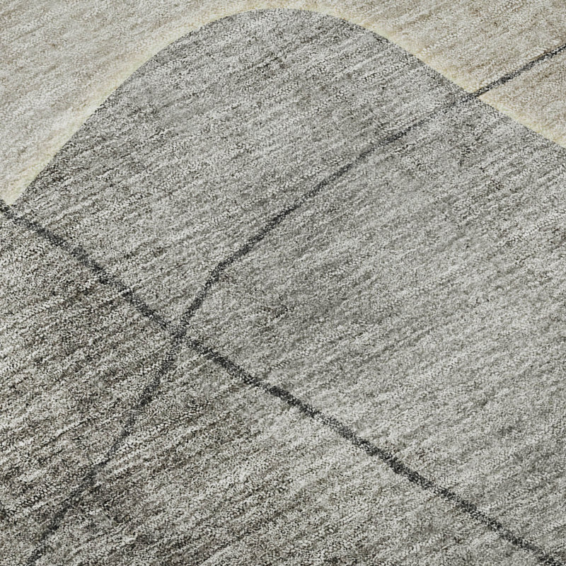 Tapis beige Prisco lavable à la machine de qualité supérieure, Rond 8 pi