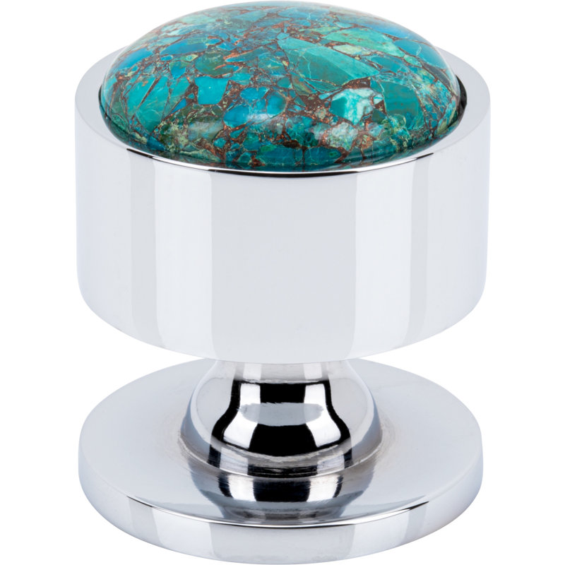 Firesky Diameter Knob, Polished Nickel, Mohave Turquoise, 1 3/8"