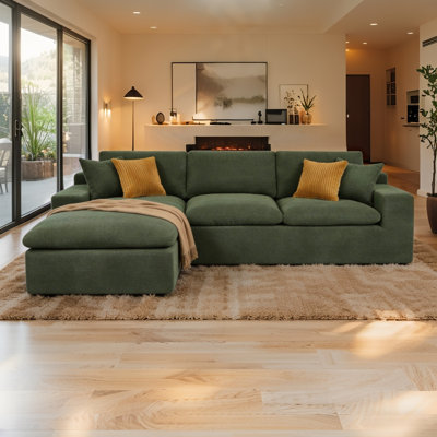 Canapé modulaire en L de 106 po avec méridienne gauche et canapé à assise profonde avec 2 coussins pour le salon