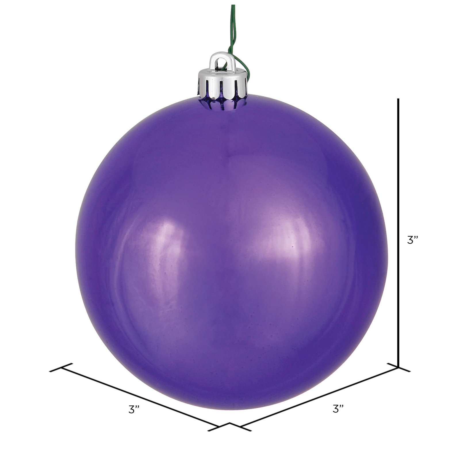 Holiday Décor Ball Ornament, 3" H x 3" W x 3" D, Plum